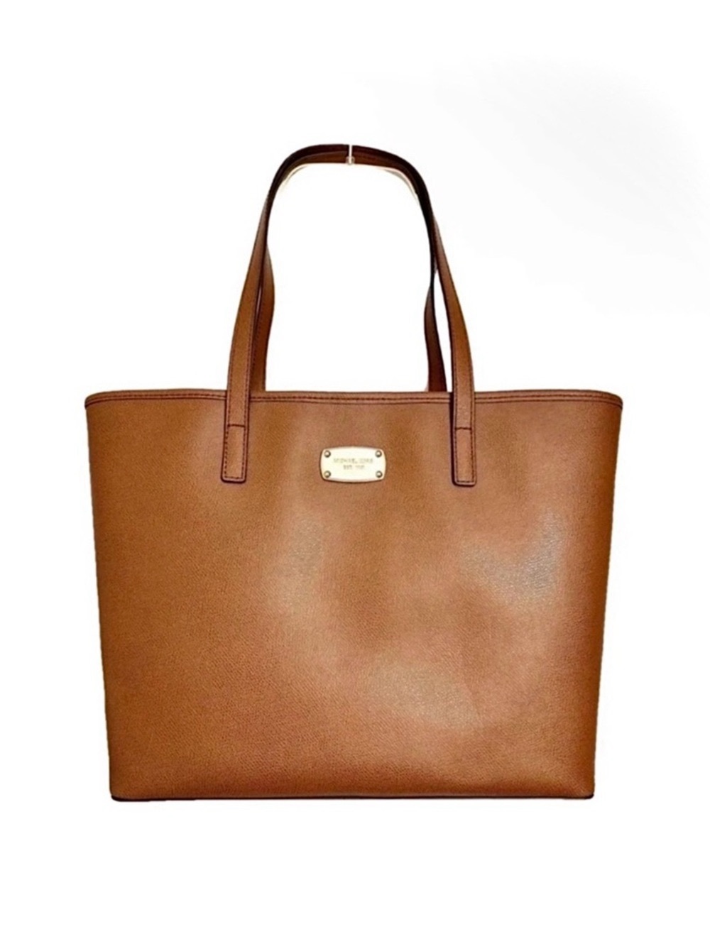 Michael Kors jet set medium Tan Leather Tote Bag brown gold